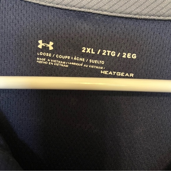 Under Armour Heat Gear Polo Navy and Gray Short Sleeve Loose Shirt XXL - Picture 4 of 9